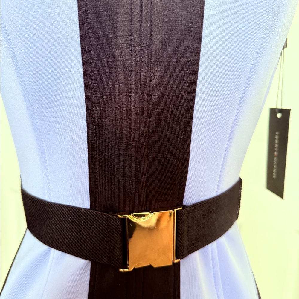 Tommy Hilfiger Periwinkle & Black Zip-Front Sleeveless Midi Dress - Picture 2 of 5